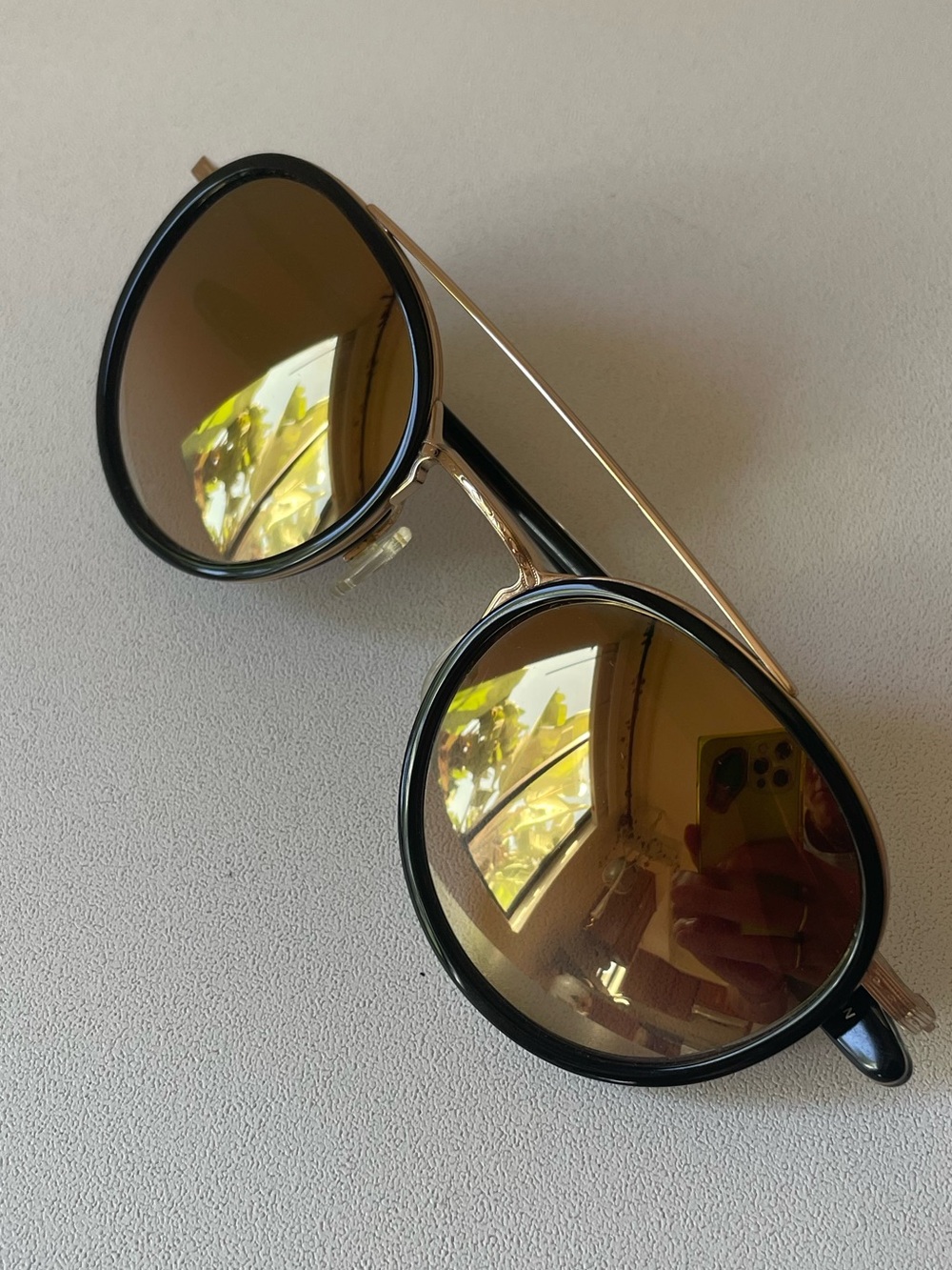 Unisex Barton Perreira Round Black Frame Sunglasses with Brown Gradient Lenses